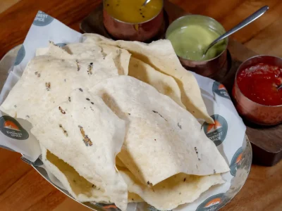 Papad and chutneys